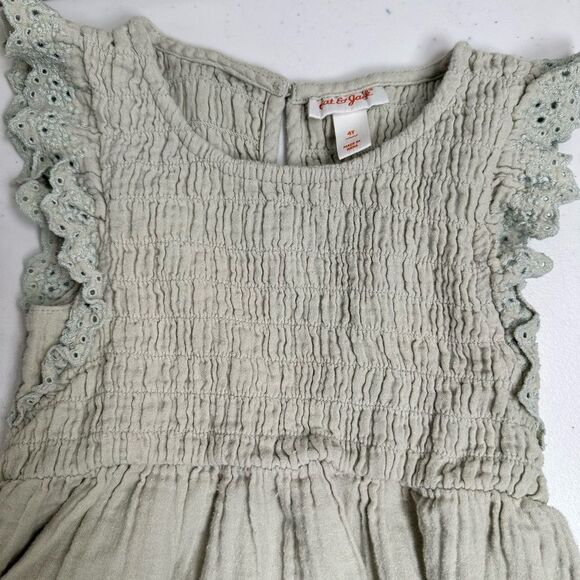 EUC Cat & Jack Girls Soft Green Cap Sleeve  Smocking Lee Length Dress - Size 4T - Picture 2 of 5